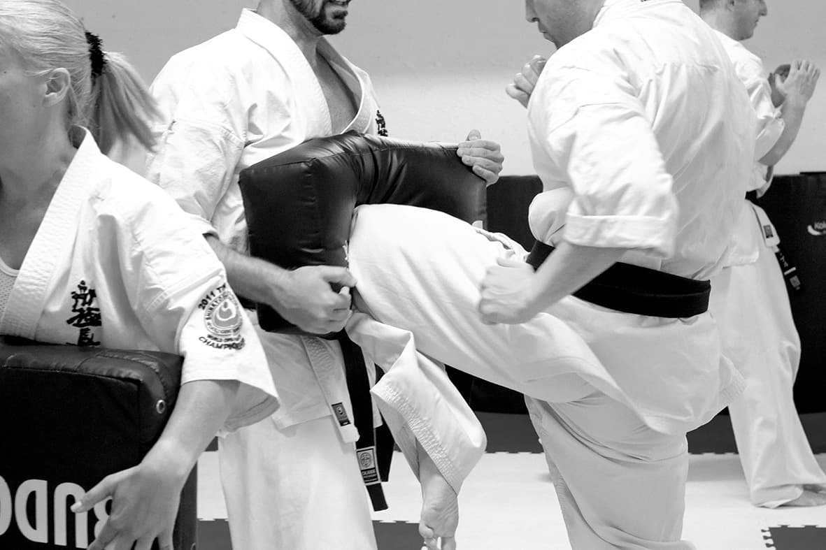 Kicktraining mit Pratzen im Okawa Dojo Baden